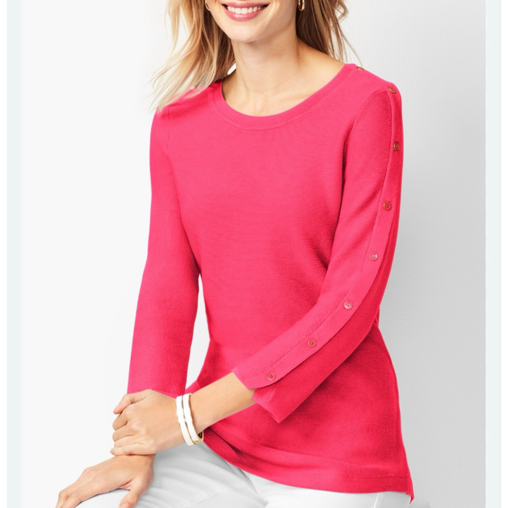 Women's Talbots Pink Cotton Crew Neck Sweater S